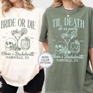 Comfort Colors® Custom Bride Or Die Gothic Bachelorette Shirt, Funny Skeleton Maid Of Honor T-Shirt, Bachelorette Party Gift, Cute Bride Tee
