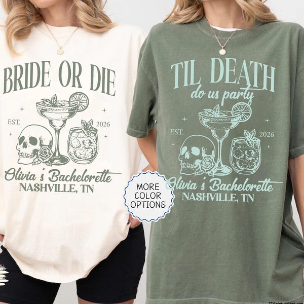 Comfort Colors® Custom Bride Or Die Gothic Bachelorette Shirt, Funny Skeleton Maid Of Honor T-Shirt, Bachelorette Party Gift, Cute Bride Tee