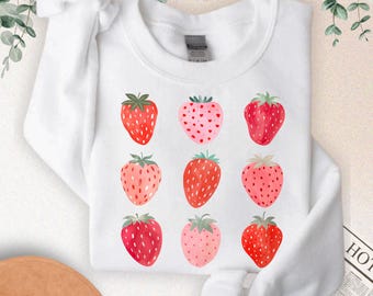Strawberries Sweatshirt, Cute Mama Hoodie, Summer Fruit Party Sweater, Mothers Day Gift, Gardening Sweater, Fruit Lover Sweatshirt