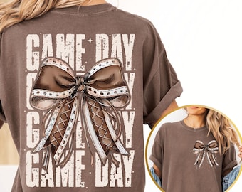 Comfort Colors® Game Day Football Shirt, Football Coquette Gift, Touchdown Season, Football Day Tee, Football Mom T-Shirt, College Football