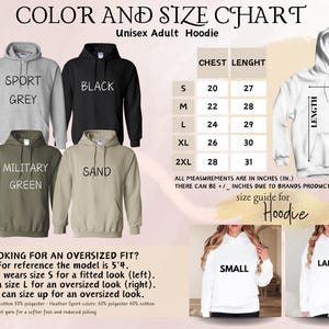 a women's hoodie is shown with measurements for the hoodie