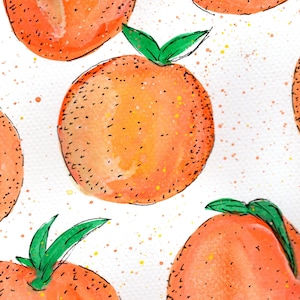Hand-Painted Watercolor Orange Print| Digital Download Wall Art | Botanical Fruit Illustration | Kitchen Decor | Printable Art
