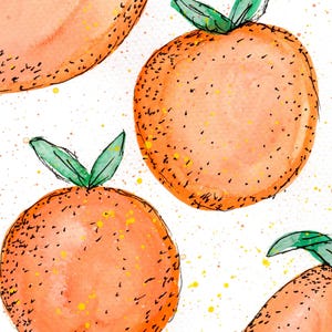 Hand-Painted Watercolor Orange Print| Digital Download Wall Art | Botanical Fruit Illustration | Kitchen Decor | Printable Art