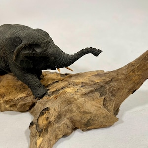 Asian elephant (walking), sculpture, wooden figure
