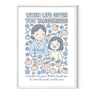 Wenn das Leben dir Mandarinen gibt, Digitaldruck, druckbare Wandkunst, niedliches Kawaii Poster, inspirierende Wohnung Dekor