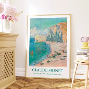 The Beach and the Falaise d’Amont by Claude  Monet, Digital Print, Printable Wall Art, Famous Painting Poster Print, Home Room Decor