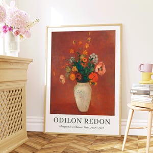 Bouquet in a Chinese Vase by Odilon Redon, Digital Print, Printable Wall Art, Famous Painting Poster Print, Home Room Decor