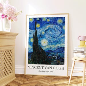 The Starry Night, Art by Vincent van Gogh, Digital Print, Printable Wall Art, Famous Painting, Poster Print, Home Apartment Room Decor
