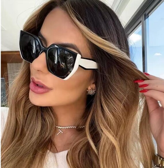 Oversized Cat Eye Sunglasses UV400 Protection Vintage Square 