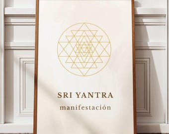 Sri Yantra Poster in Spanish | Sacred Geometry and Manifestation | Downloadable Boho Spiritual Art | Meditation, Energy, and Yoga Decor