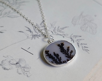 Black and White Dendritic Agate Pendant