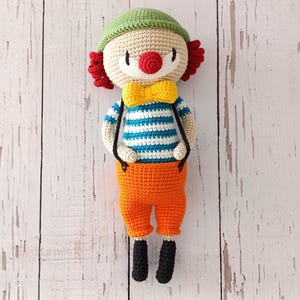 Colorful Crochet Clown Toy ,Personalized  Gift For Kids ,Amigurumi Circus Themed Stuffed Doll ,Custom Birthday  Gift , Clown Nursery Decor