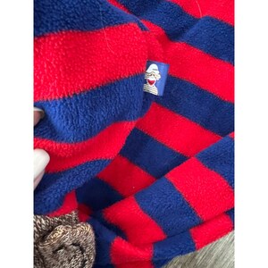 Nick & Nora Womens XL Sock Monkey Footed Schlafanzug Fleece Gestreifter Babybody Rot Blau Bild 6