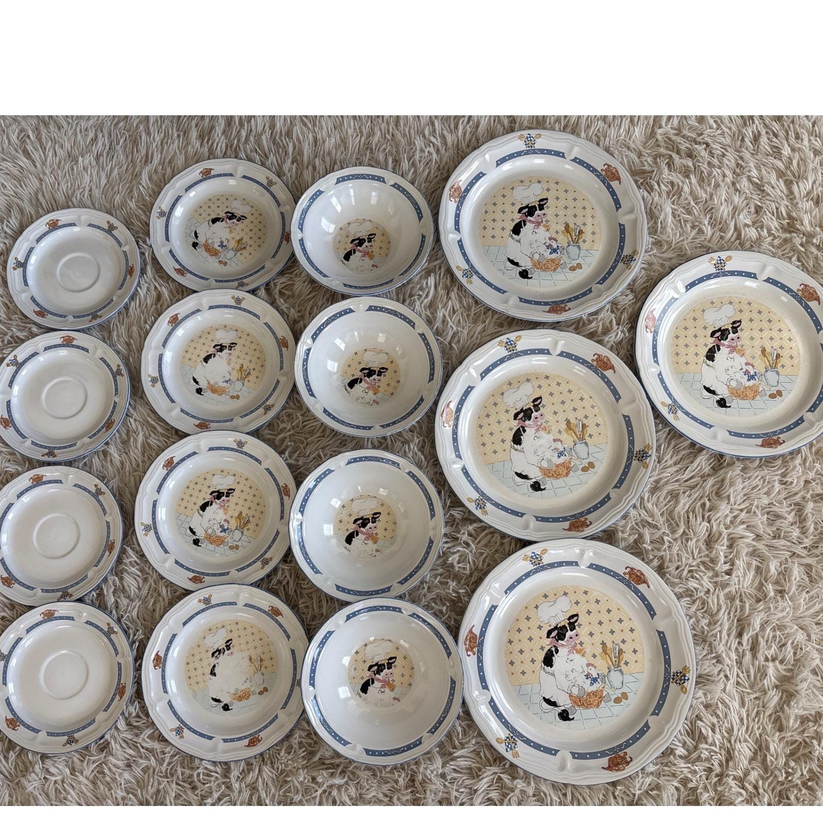 NEWCOR ストーンウエア青い花柄の大 皿2枚とボウル4枚のセット Newcor stoneware - Etsy 日本