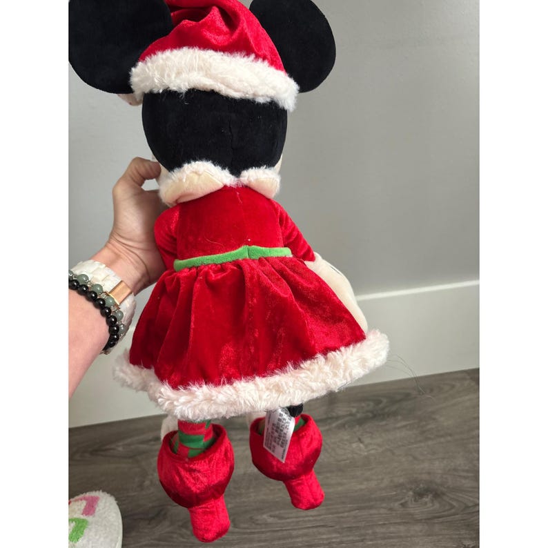 Disney Minnie Mouse Christmas Plush Red Dress Santa Hat Gift Park EXCLUSIVE image 4