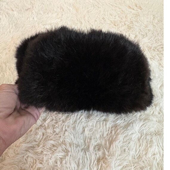 Vintage Russian Shapka Ushanka Dark Brown Rabbit Fur Hat  display picture 2