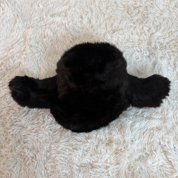 Vintage Russian Shapka Ushanka Dark Brown Rabbit Fur Hat 