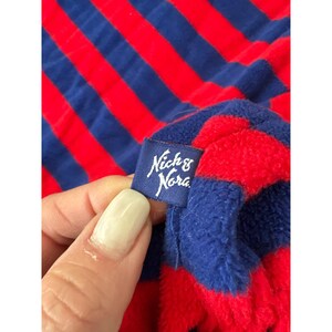 Nick & Nora Womens XL Sock Monkey Footed Schlafanzug Fleece Gestreifter Babybody Rot Blau Bild 7