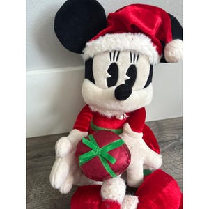 Disney Minnie Mouse Christmas Plush Red Dress Santa Hat Gift Park EXCLUSIVE image 3