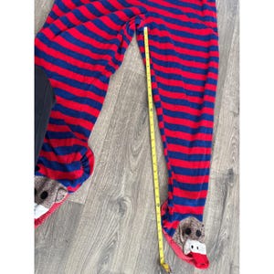 Nick & Nora Womens XL Sock Monkey Footed Schlafanzug Fleece Gestreifter Babybody Rot Blau Bild 9