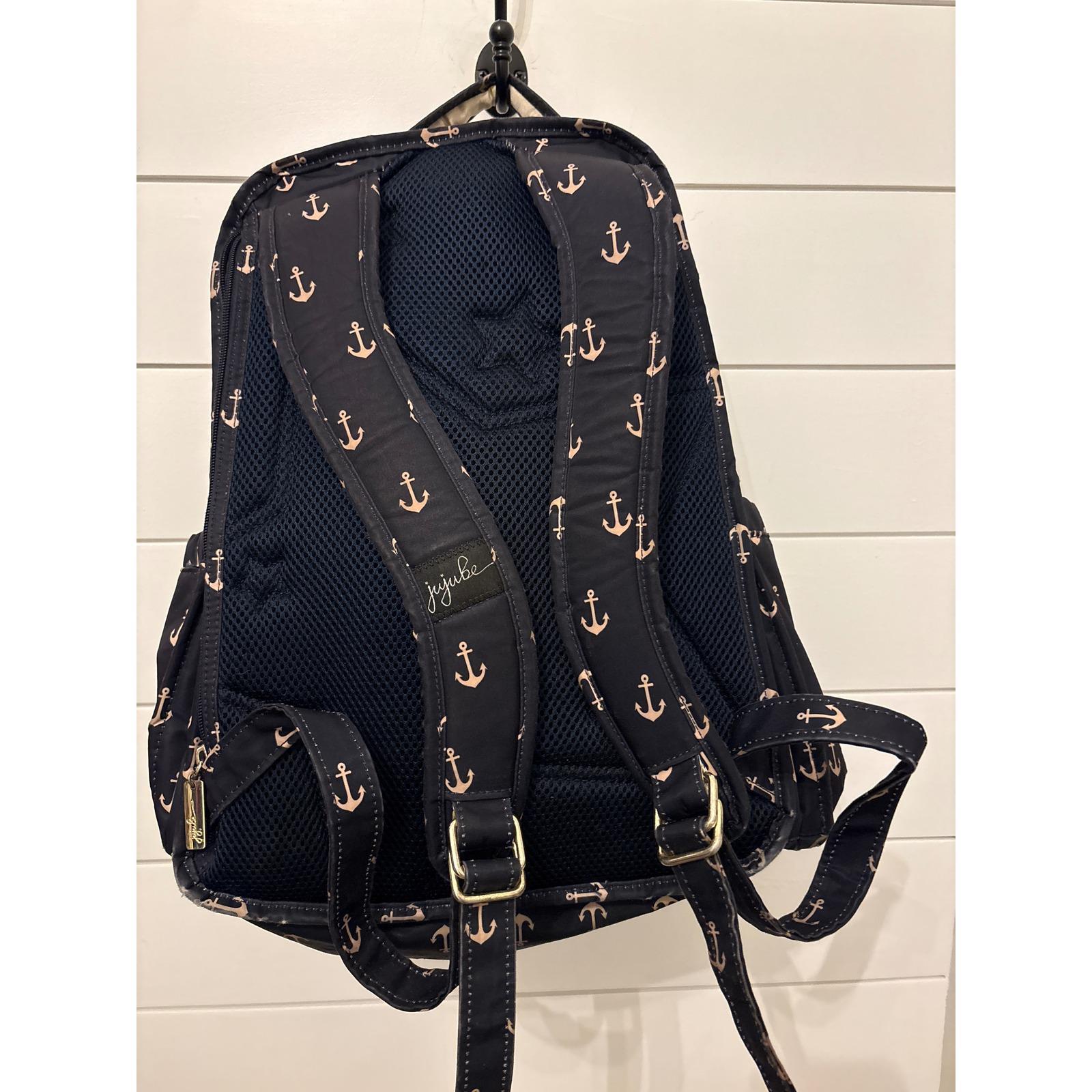 Jujube Navy Anchor Print Backpack Diaper Bag Gold Hardware 