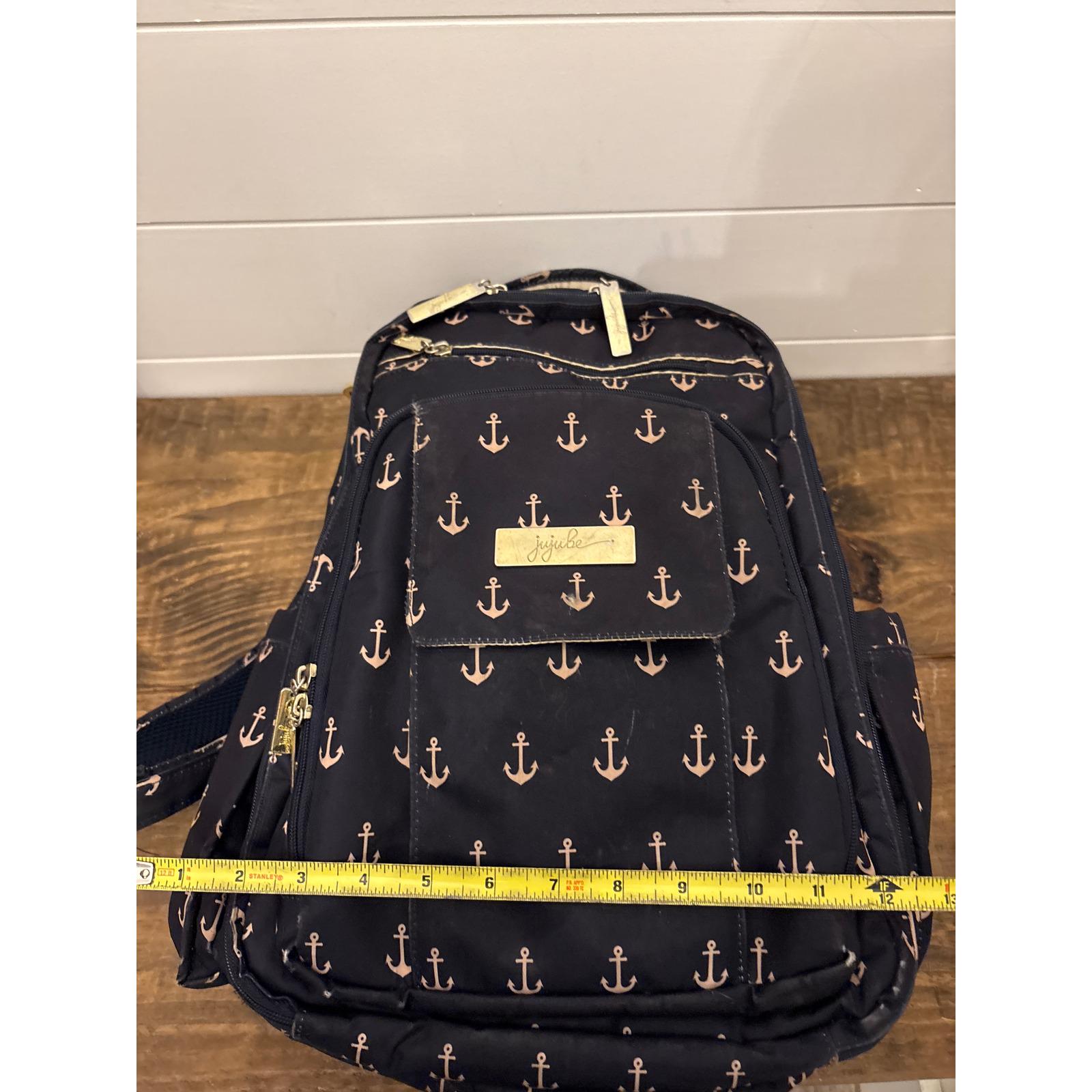 Jujube Navy Anchor Print Backpack Diaper Bag Gold Hardware  display picture 2
