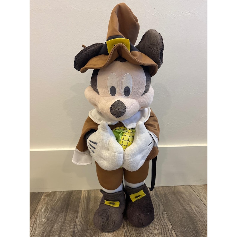 Disney Mickey Mouse Pilgrim Thanksgiving Plush Brown Harvest Walmart 51988 image 1