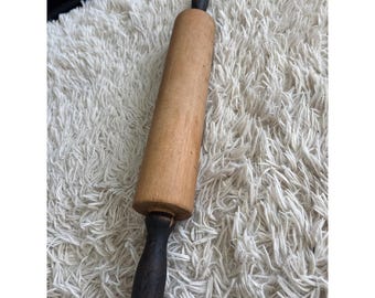 Antique Mid Century Primitive Wooden Rolling Pin 19 Inch