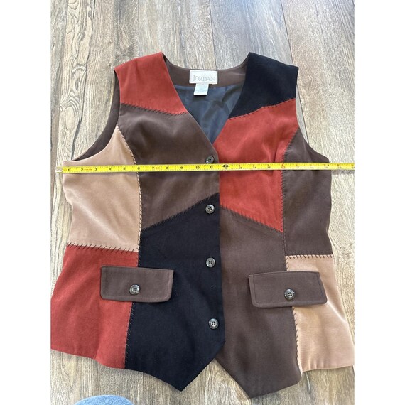 Jordan Patchwork Suede Vest Brown Rust Black Tan … - image 4