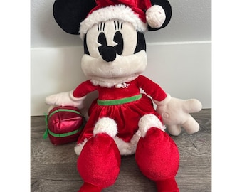 Disney Minnie Mouse Christmas Plush Red Dress Santa Hat Gift Park EXCLUSIVE