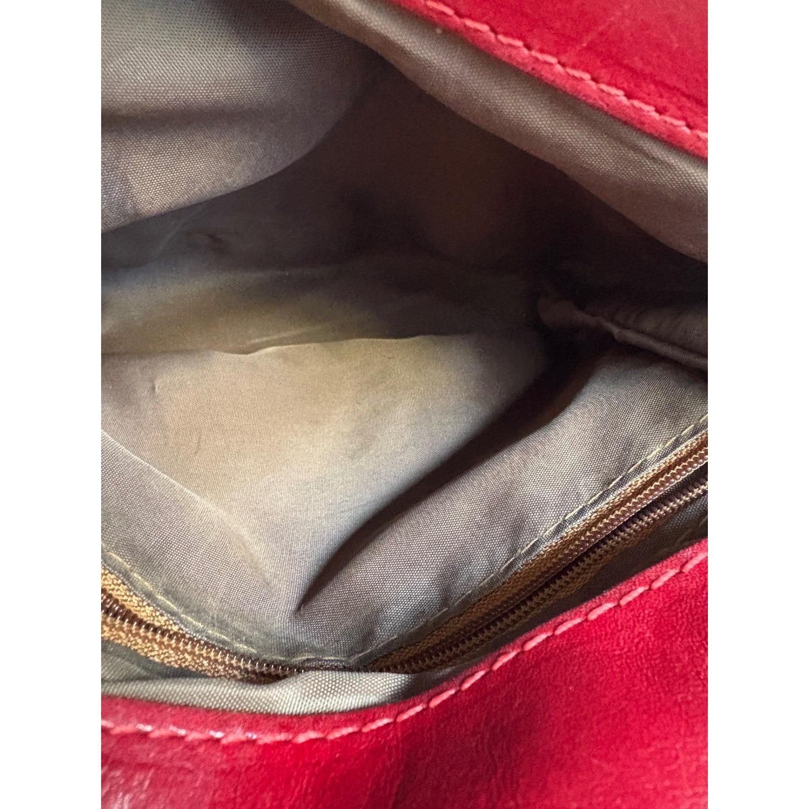 Vintage Simona Ferri Red Leather Top Handle Bag Silver Chain  display picture 2