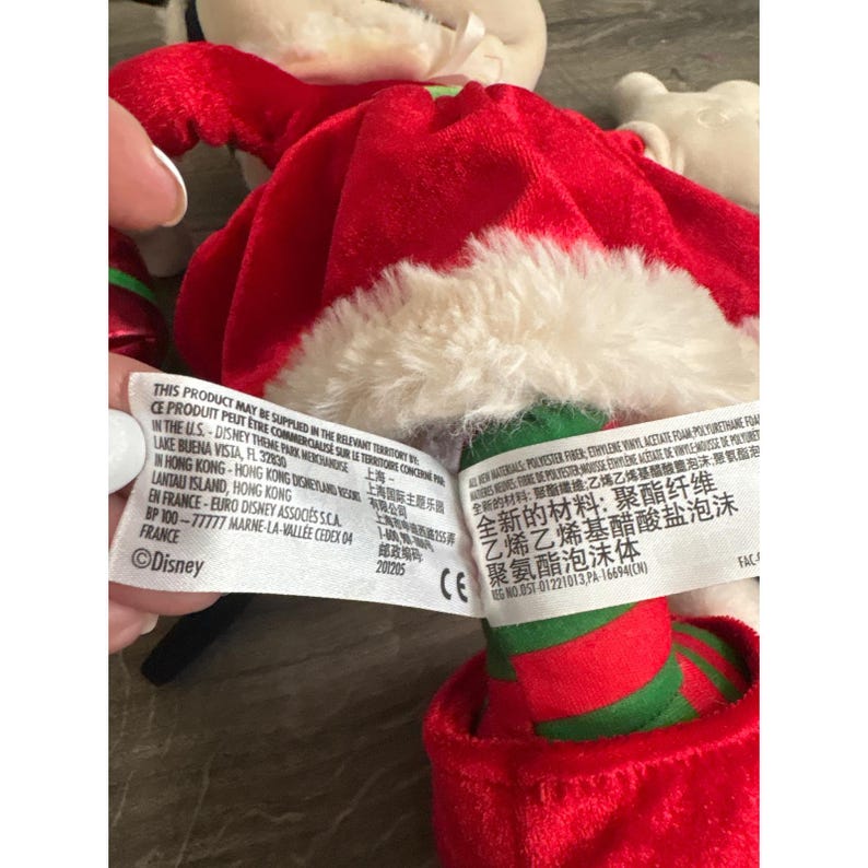 Disney Minnie Mouse Christmas Plush Red Dress Santa Hat Gift Park EXCLUSIVE image 7