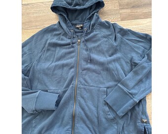 Sudadera con capucha y cremallera completa azul marino para hombre, talla XL, de Toad&Co, con mangas raglán y bolsillo.