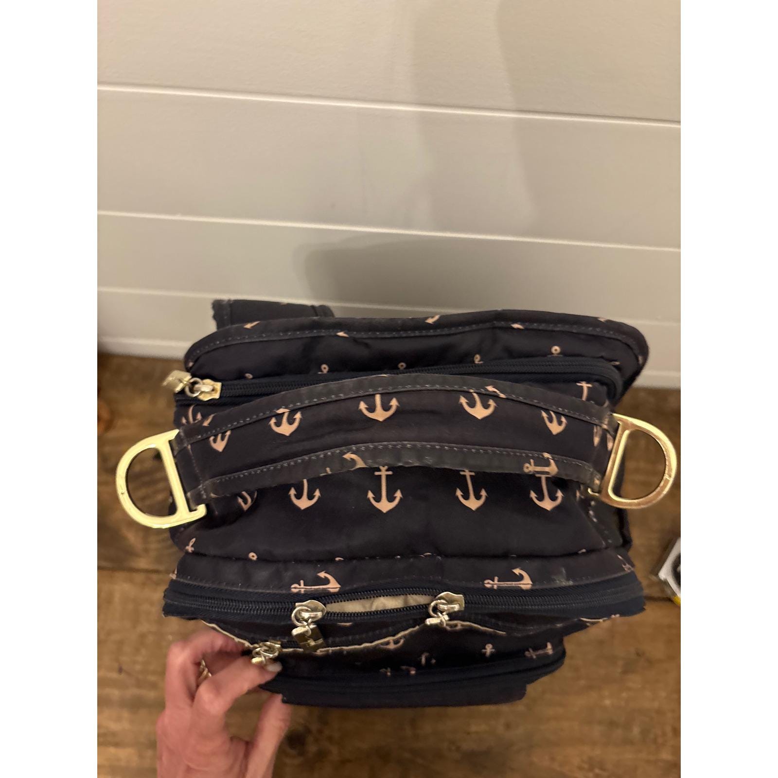 Ju-Ju-Be Navy Diaper Backpack with Pink Anchor Print and Gold Hardware JuJuBe Bff Diaper Bag Navy Anchor Print – | Mercari main image 3