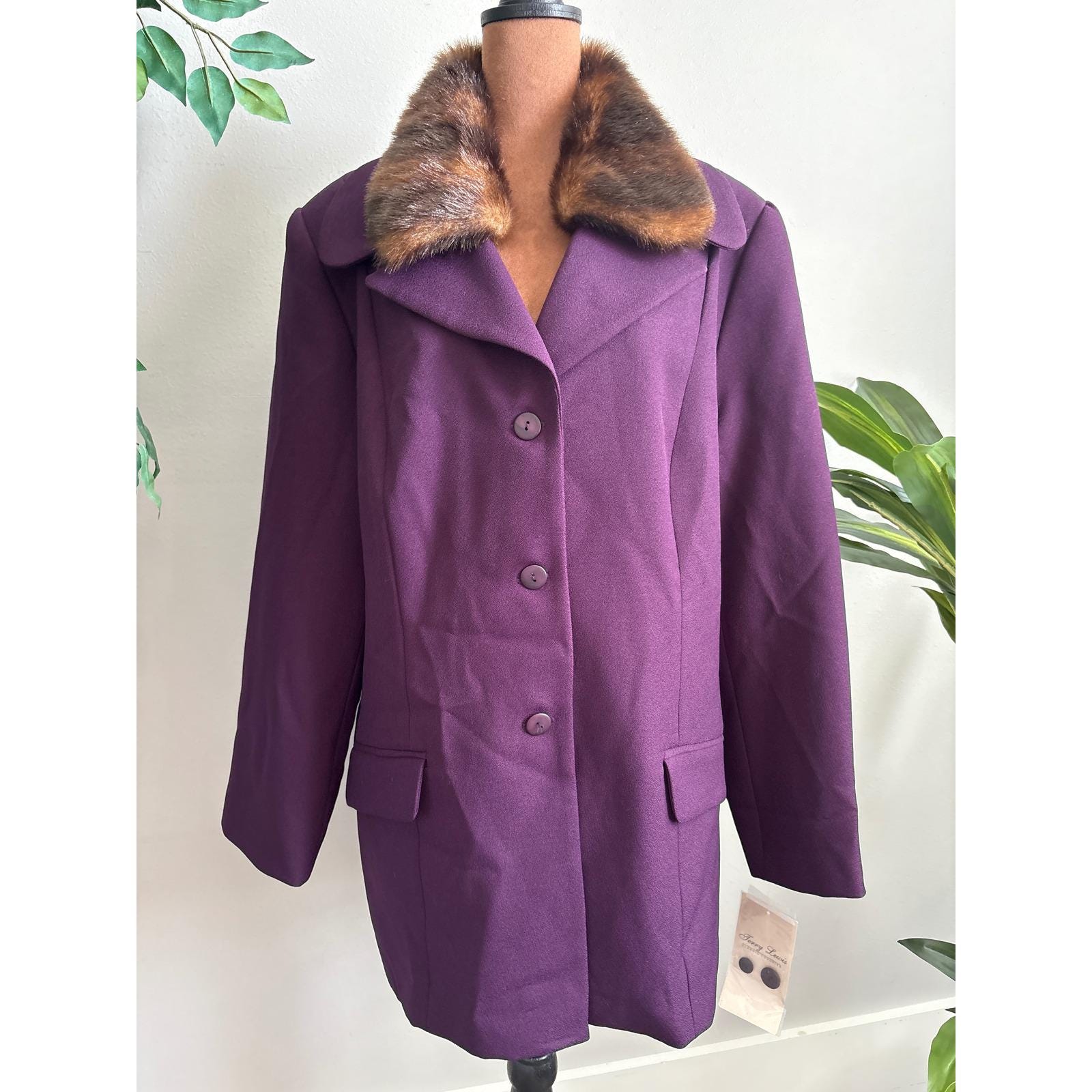 Vintage Purple Coat With Fur Collar - Etsy display picture 1