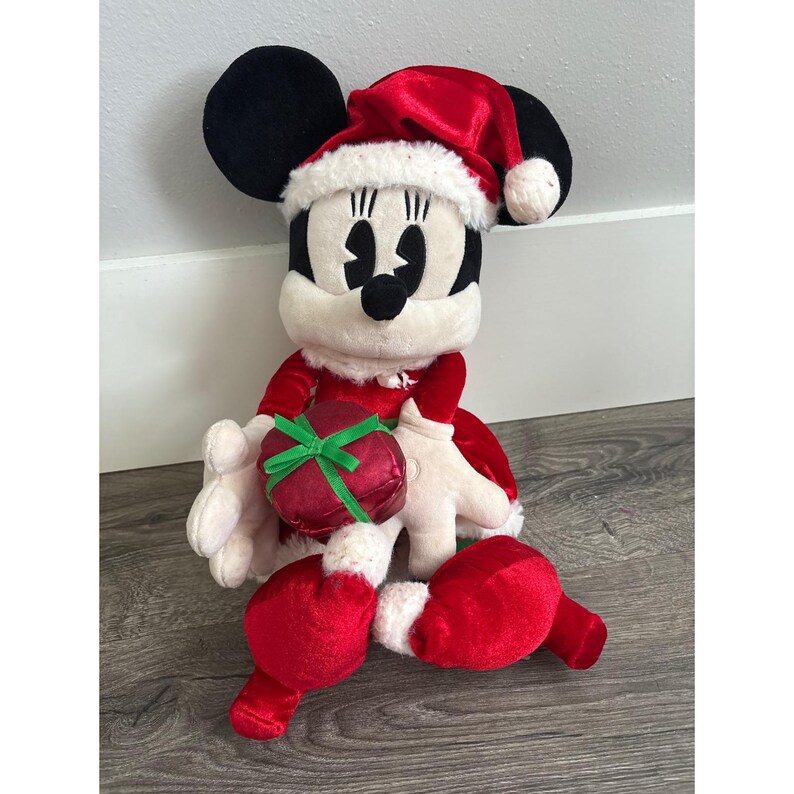 Disney Minnie Mouse Christmas Plush Red Dress Santa Hat Gift Park EXCLUSIVE image 2