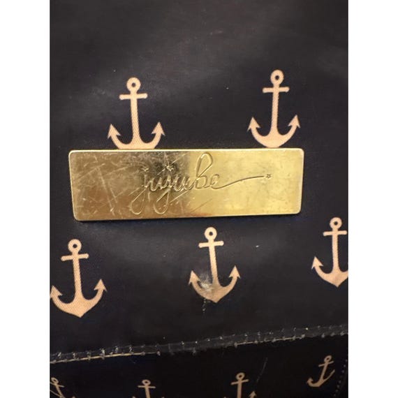 Ju-Ju-Be Navy Diaper Backpack with Pink Anchor Print and Gold Hardware Jujube Navy Anchor Print Backpack Diaper Bag Gold Hardware  main image 3