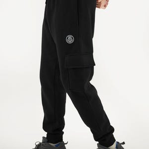 Men’s Black Fleece Cargo Joggers | 5 Pocket Sweatpants | 240-260 GSM Drawstring Pants | Workwear, Streetwear, Gymwear Cargo Trouser