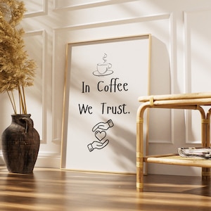 Impressão de tipografia engraçada para café: arte moderna para cozinha de café (download digital, PNGs incluídos)