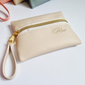 Porte-monnaie zippé en simili cuir pour femme à offrir en cadeau de noël ou anniversaire, pratique pour clés, cartes, monnaie et billets
