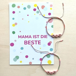 Personalisiertes Armband - Perlenarmband  Miyuki Glasperlen - Muttertag - Geschenkset mit Postkarte