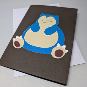 Cartão de felicitações Snorlax - Cartão de lembrança inspirado em Pokémon
