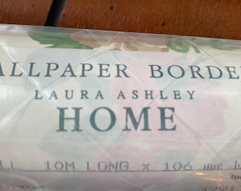 2 unopened rolls of floral wallpaper border by Laura Ashley, made in the U.K.