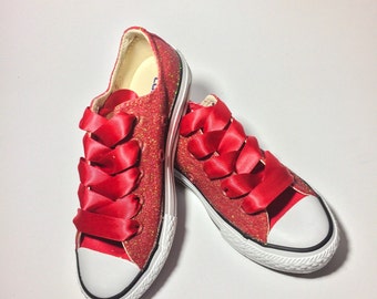 red glitter converse shoes