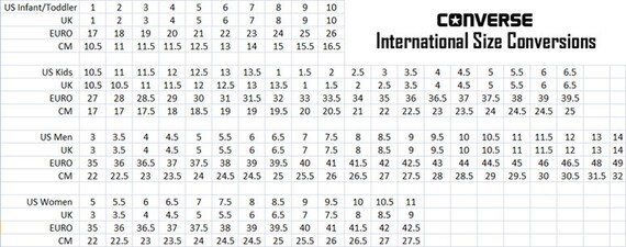 Converse Infant Size Chart