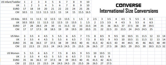 Converse Youth Size Chart