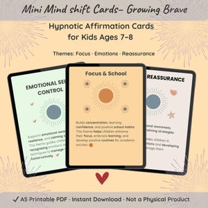 Mini Mindshift Cards™ for Kids Ages 7–8 – Growing Brave | Printable Emotional Growth Affirmations · Focus + Confidence · Digital PDF
