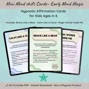 Mini Mindshift Cards™ for Kids Ages 4–6 – Early Mind Magic | Printable Hypnotic Affirmations · Bedtime Calm Routine PDF · Digital Download
