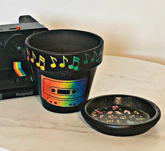 Rainbow Cassette Planter Pot Set Etsy