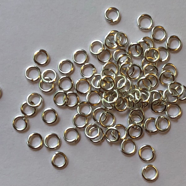 5 Grams of Metal Jewelry Findings - Jumprings, 4.5mm OD, 3mm ID, 22 Gauge, Open Rings, Silver Color, Beading, Small Size, Base Metal